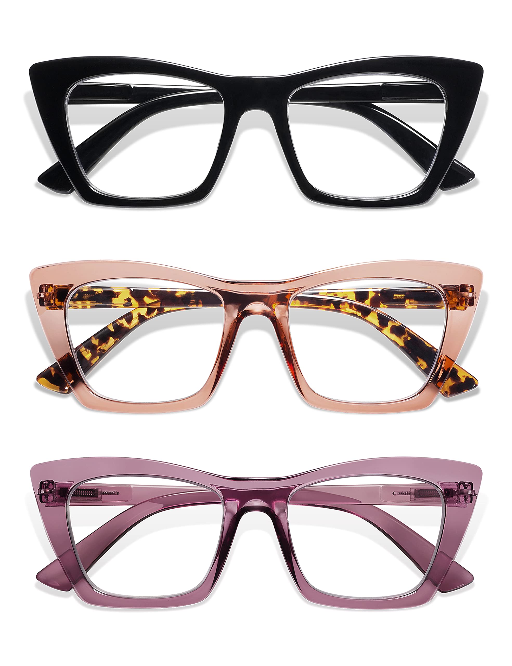 2 pezzi occhiali da lettura oversize donna occhio di gatto alla moda grande luce quadrata blu lettore computer AM6028