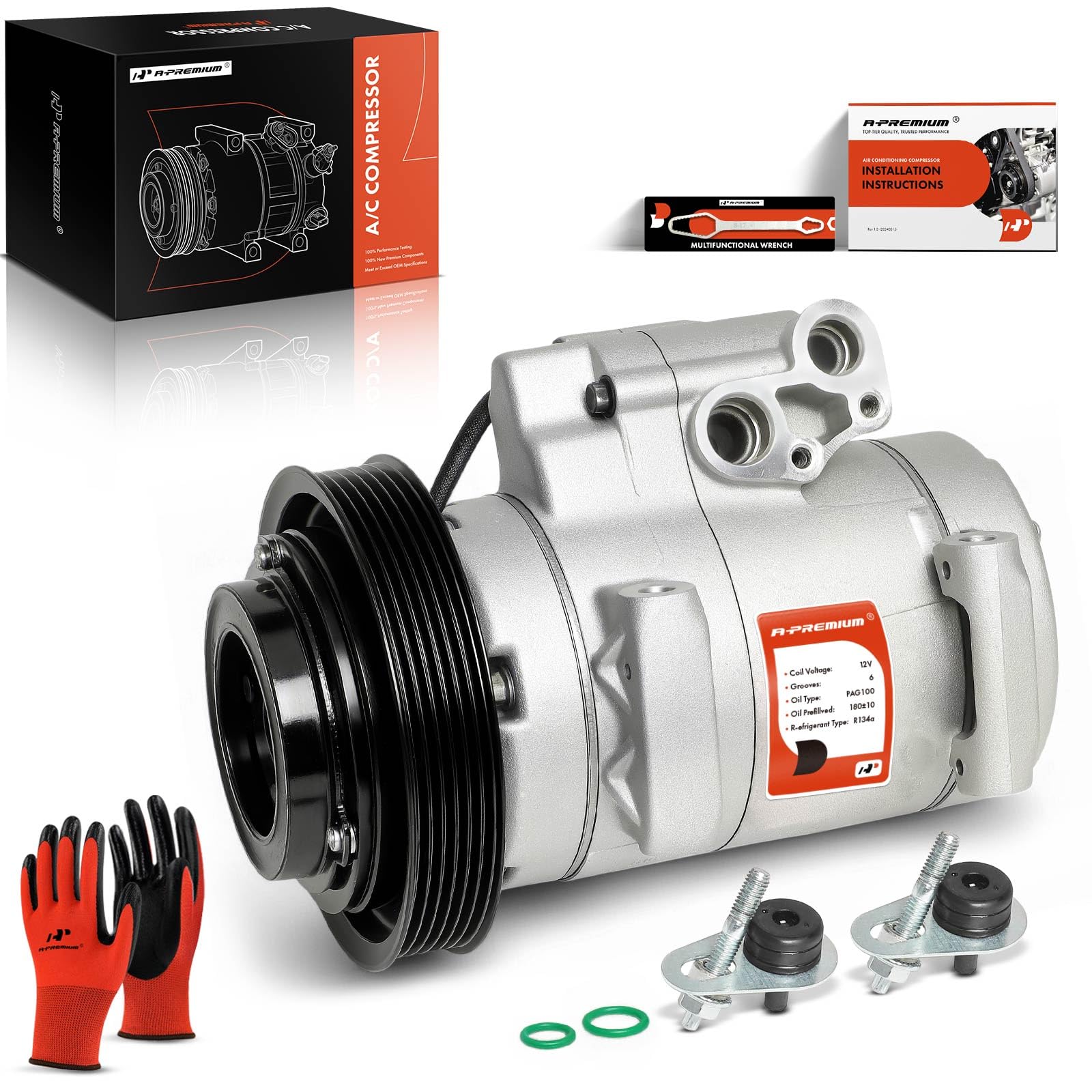 A-Premium AC Compressor with Clutch - Honda Pilot 2016-2020, Ridgeline 2017-2019 & Acura MDX 2014-2016