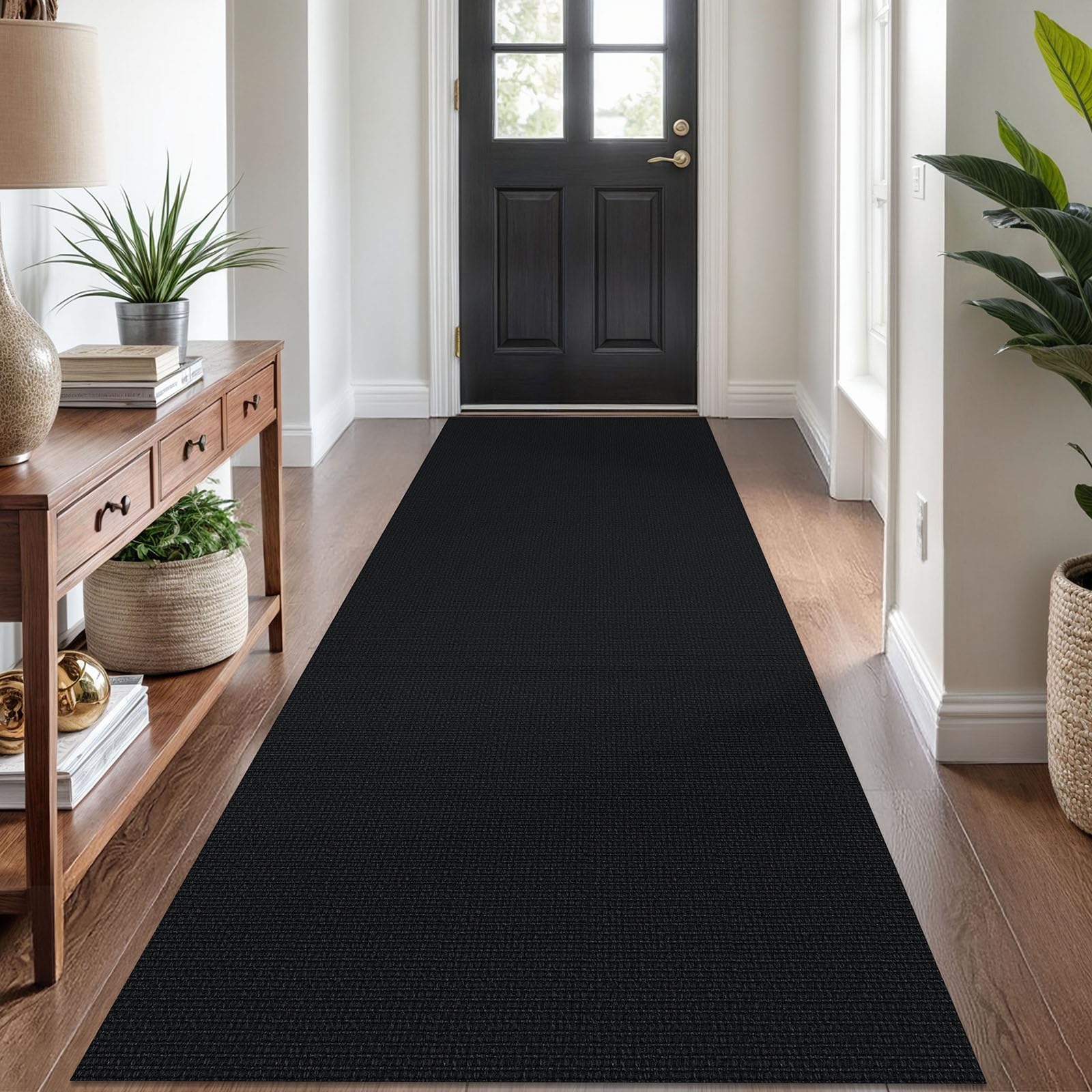 KOZYFLY 3x8 Runner Carpet, Washable Non Slip Kitchen Hallway Rug, Black — image 1