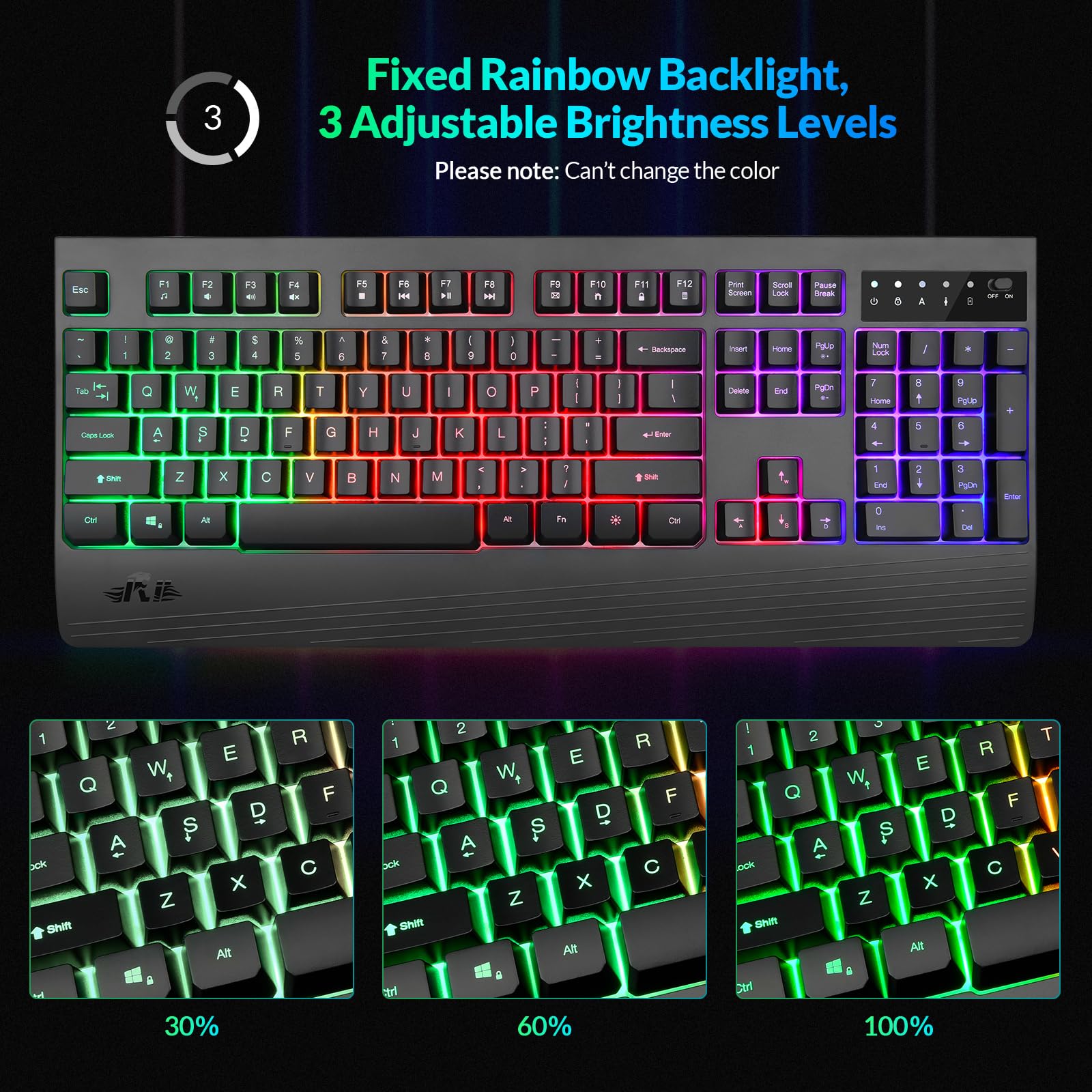 Snapklik.com : Rii RK204 Wireless Gaming Keyboard, Rechargeable Backlit