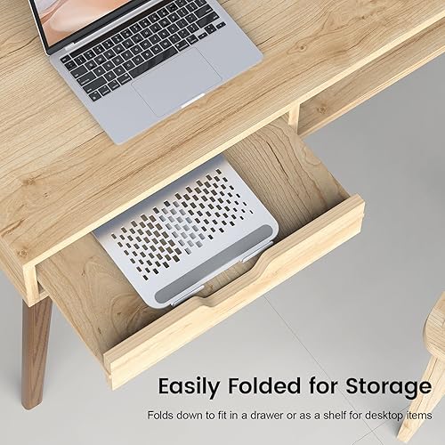 Miniatura 7 de acer Soporte para laptop para escritorio, con base giratoria de 360, elevador giratorio para computadora de escritorio, soporte ajustable para