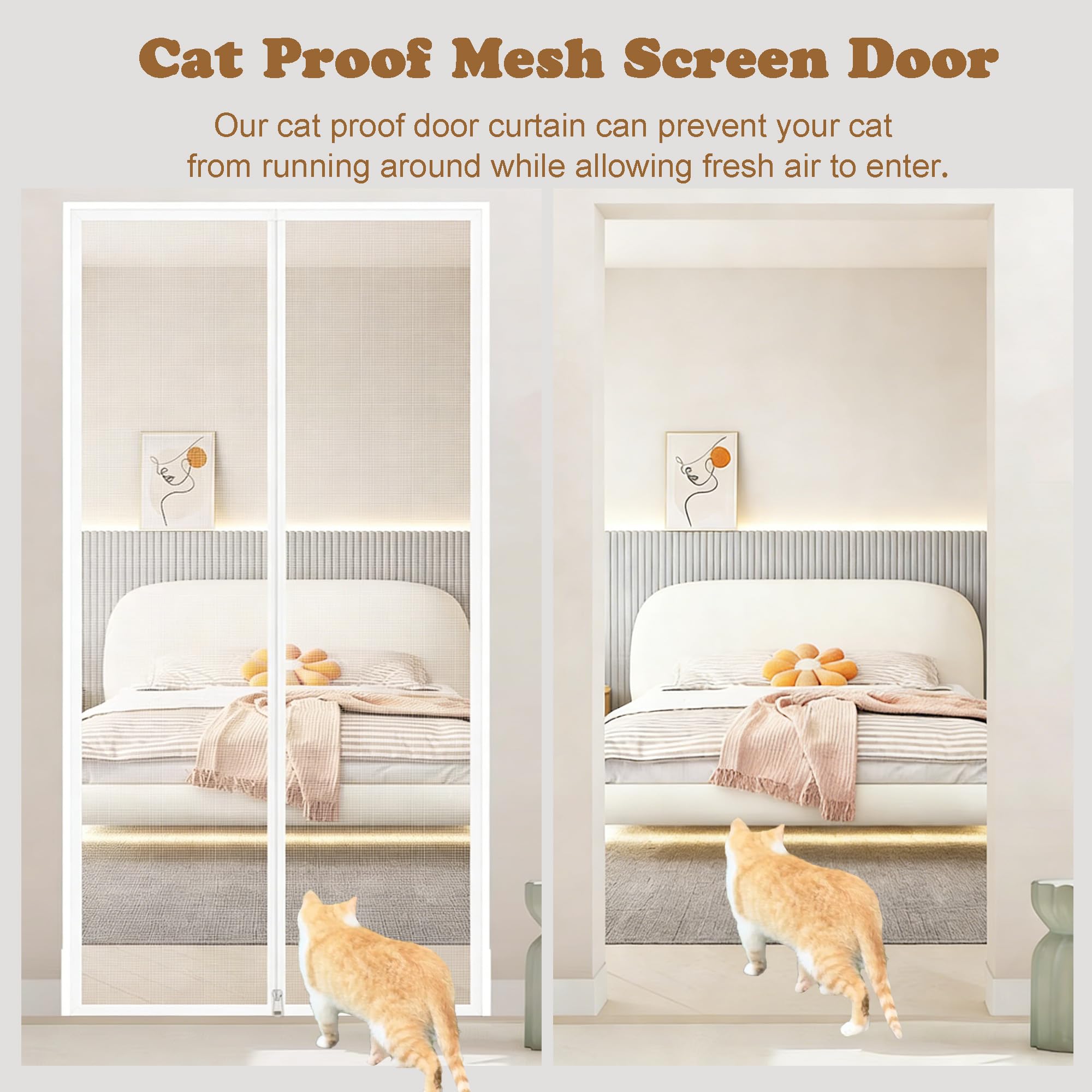 Zanzariera per porta per gatti di dimensioni personalizzate, rinforzata, resistente agli animali domestici, zanzariera con doppia cerniera, impedisce che cani e gatti escano da casa (larghezza x