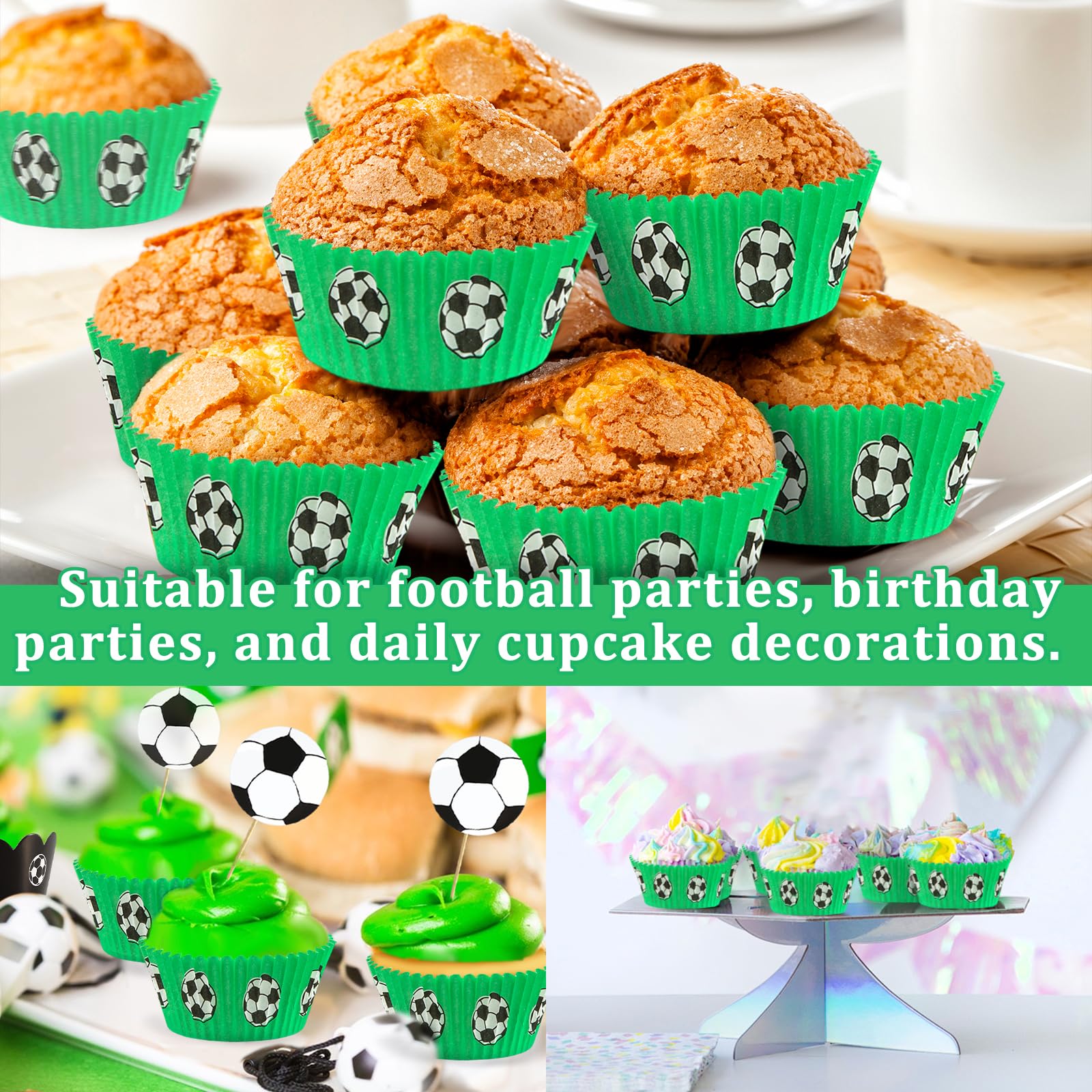 300 Pirottini Per Muffin Tema Calcio - Carta Decorata Per Feste E Compleanni - Foto 9