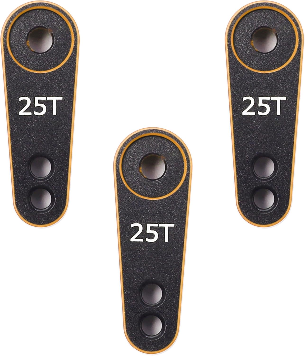 3Pcs 25T Servo Horn Aluminum 25 Teeth Steering Servo Arm M3 Threads for TRX4 Axial SCX10 Yikong Futaba RC Crawler Truck (Black Gold)