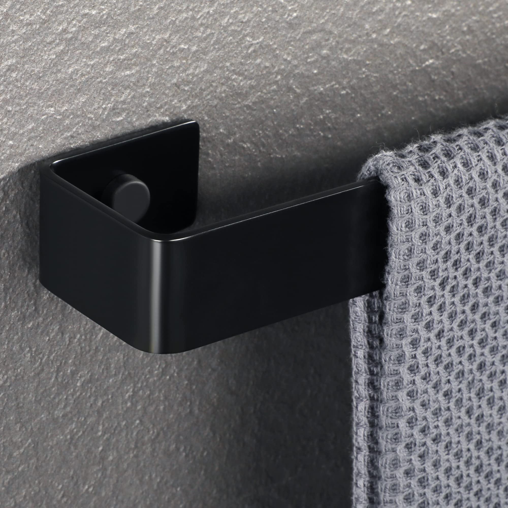 Porte Serviette Salle De Bain Sans Perçage, Noir Mat, 60Cm Aluminium