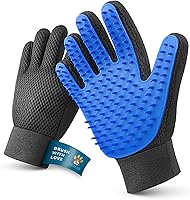 Tailio Pet Grooming Gloves 2-Pack: 2-in-1 Deshedding & Massage Mitt for Dogs & Cats, Short/Long Hair, Bathing & Shedding - Blue