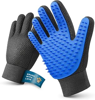 Tailio Pet Grooming Gloves 2-Pack: 2-in-1 Deshedding & Massage Mitt for Dogs & Cats, Short/Long Hair, Bathing & Shedding - Blue