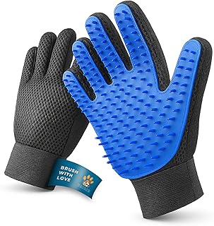 Pet Grooming Gloves – Efficient Dog & Cat Grooming Gloves 2-in-1 Deshedding Glove & Massage Mitt for Bathing, Washing & Shedding, Safe for Short/Long Hair – 2pcs (Blue)