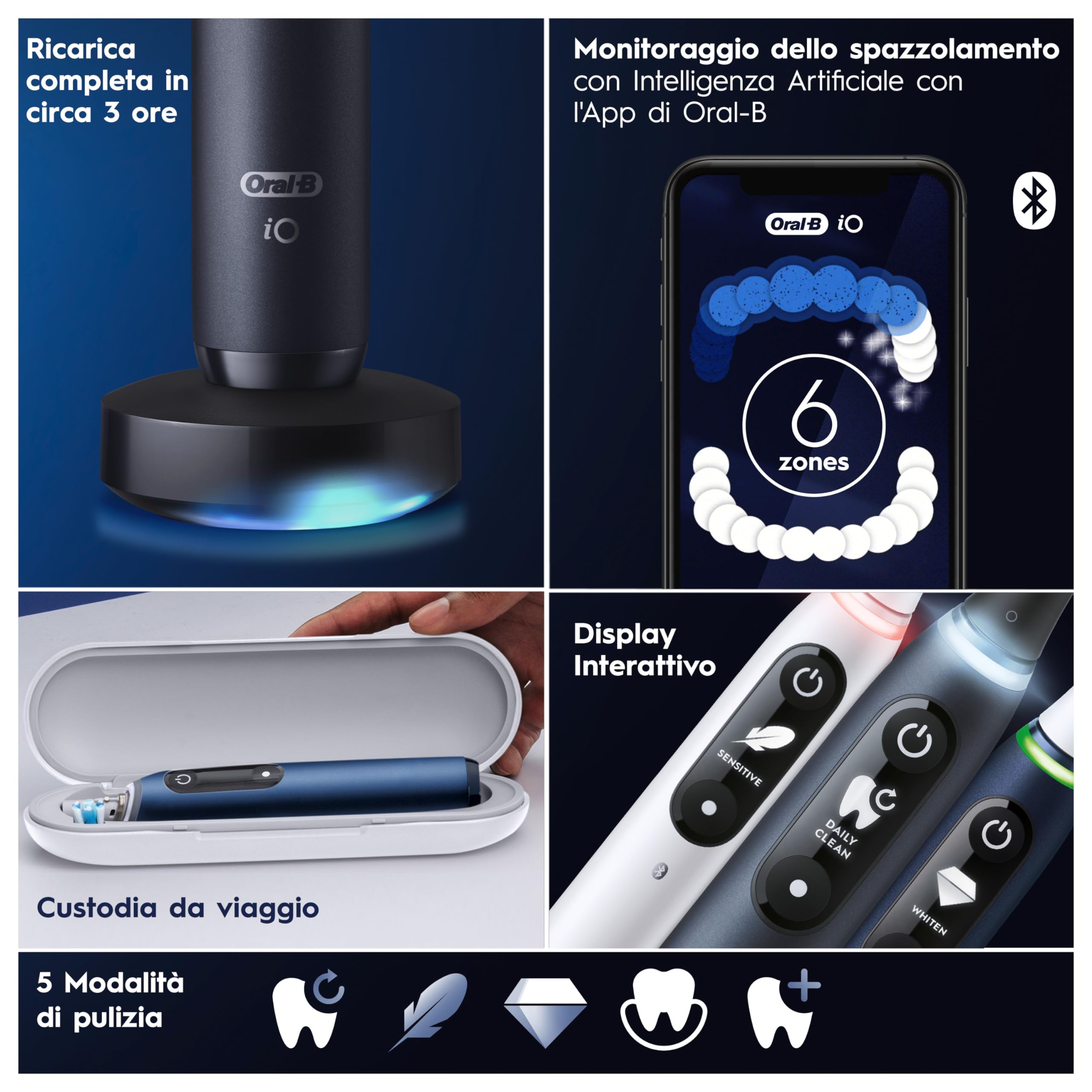 Oral-B Spazzolino Elettrico Ricaricabile iO 8N Bianco, 2 Testine Di Ricambio, 1 Custodia Da Viaggio. 1 Spazzolino