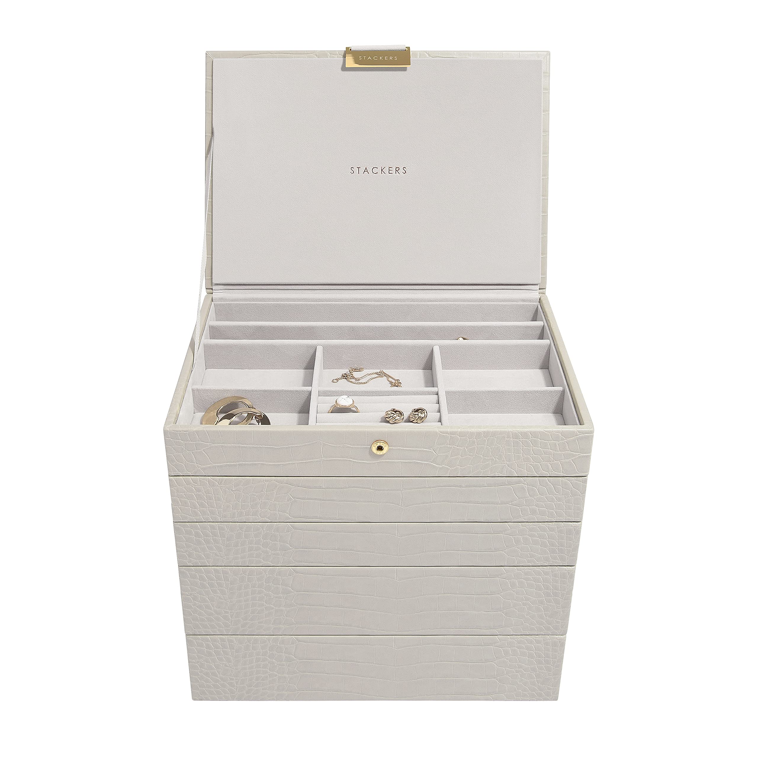 Stackers Putty Croc Classic Medium Jewellery Box, Set of 5