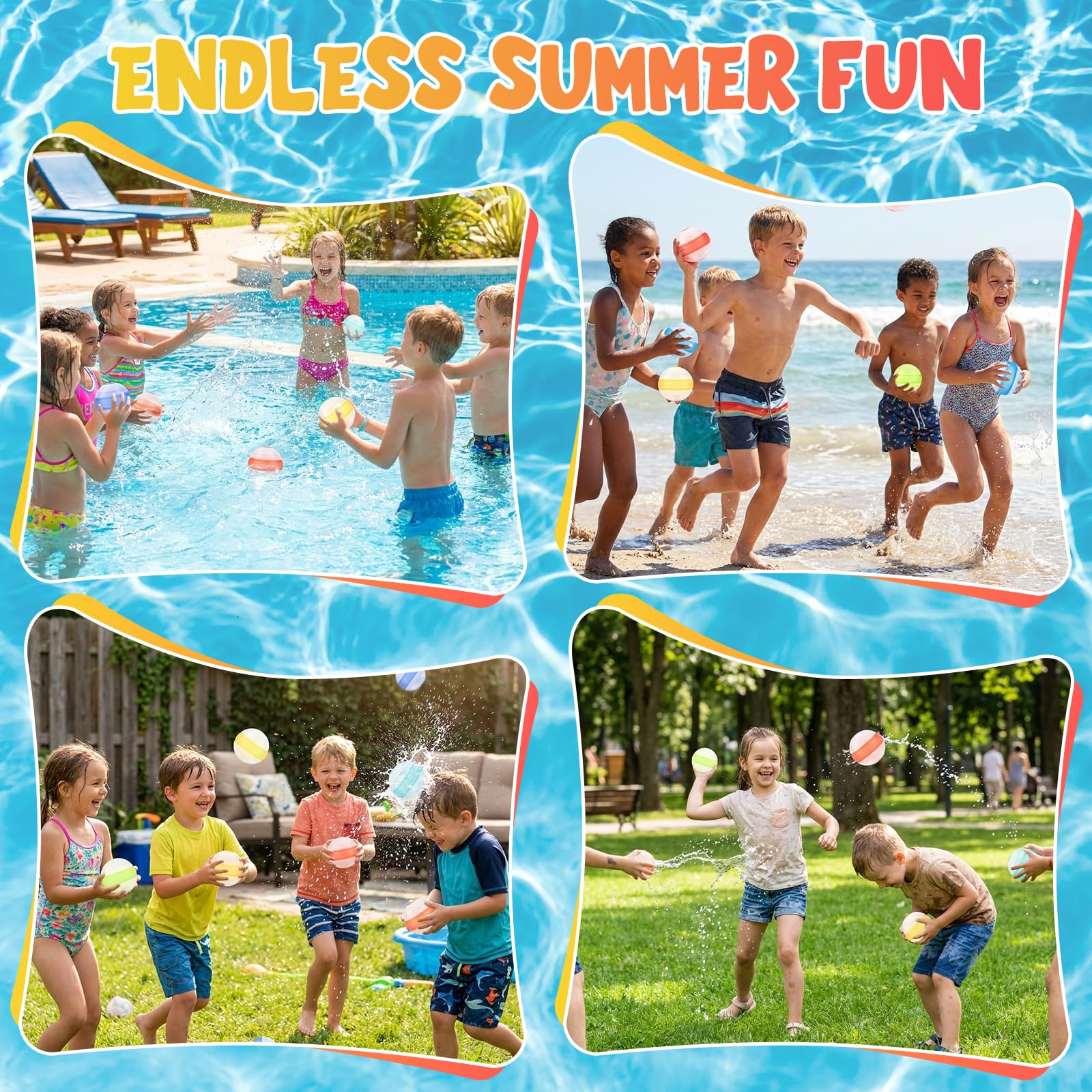 18 Stück Wiederverwendbare Wasserballons, Eine Sekunde Schnellfüller Wasserbomben Bomben Set, Einfach zu Lagern Pool Spielzeug Wasserball für Sommer, Schwimmbad, Strand, Garten, im Freien
