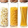 3-Piece Storage Jars with Lids, 1550ml Glass Storage Jars with Wooden Lid, Decorative Airtight Storage Jar with Lid for Kitchen, Glass Containers for Grains, Spices, Storage
