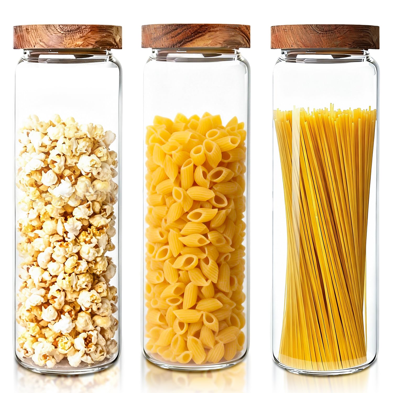 3 pcs Glass Food Storage Jars with Lids Airtight, for Sweet Jar Beans Jar