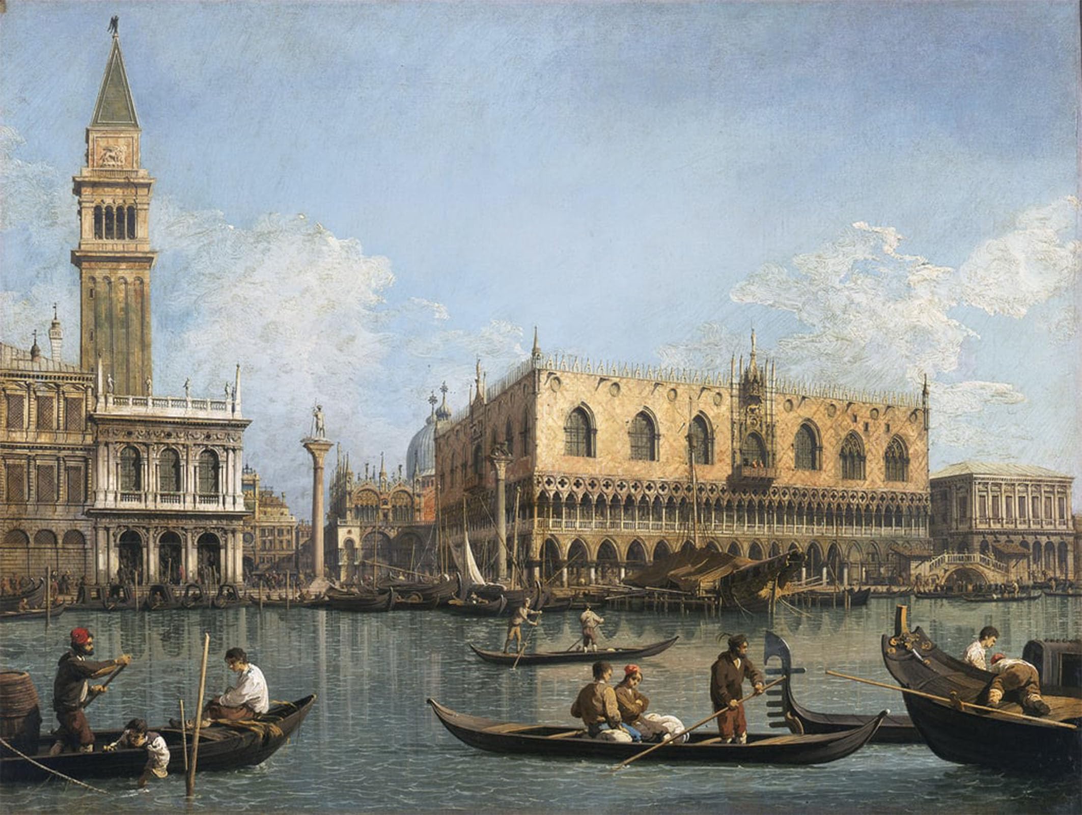 ARTXLXXBN Famous Prints Artwork Pictures Poster Painting Art View of the Basin of San Marco From the Punta Della Dogana by Canaletto Artwork Landscape Pictures for Home Decor 60x90cm