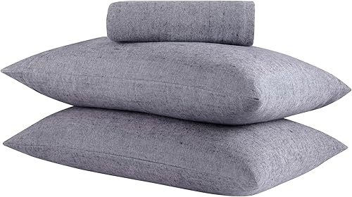 Miniatura 2 de Lodge & Linen Juego de sábanas de franela tamaño individual, algodón, pesado, franela suave aterciopelada, sábanas de franela de bolsillo profundo,