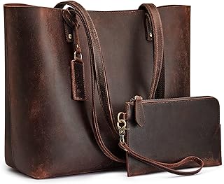 Kattee Leather Totes for Women Shoulder Bag Top Handle Satchel Purse Set 3pcs 3-in-1