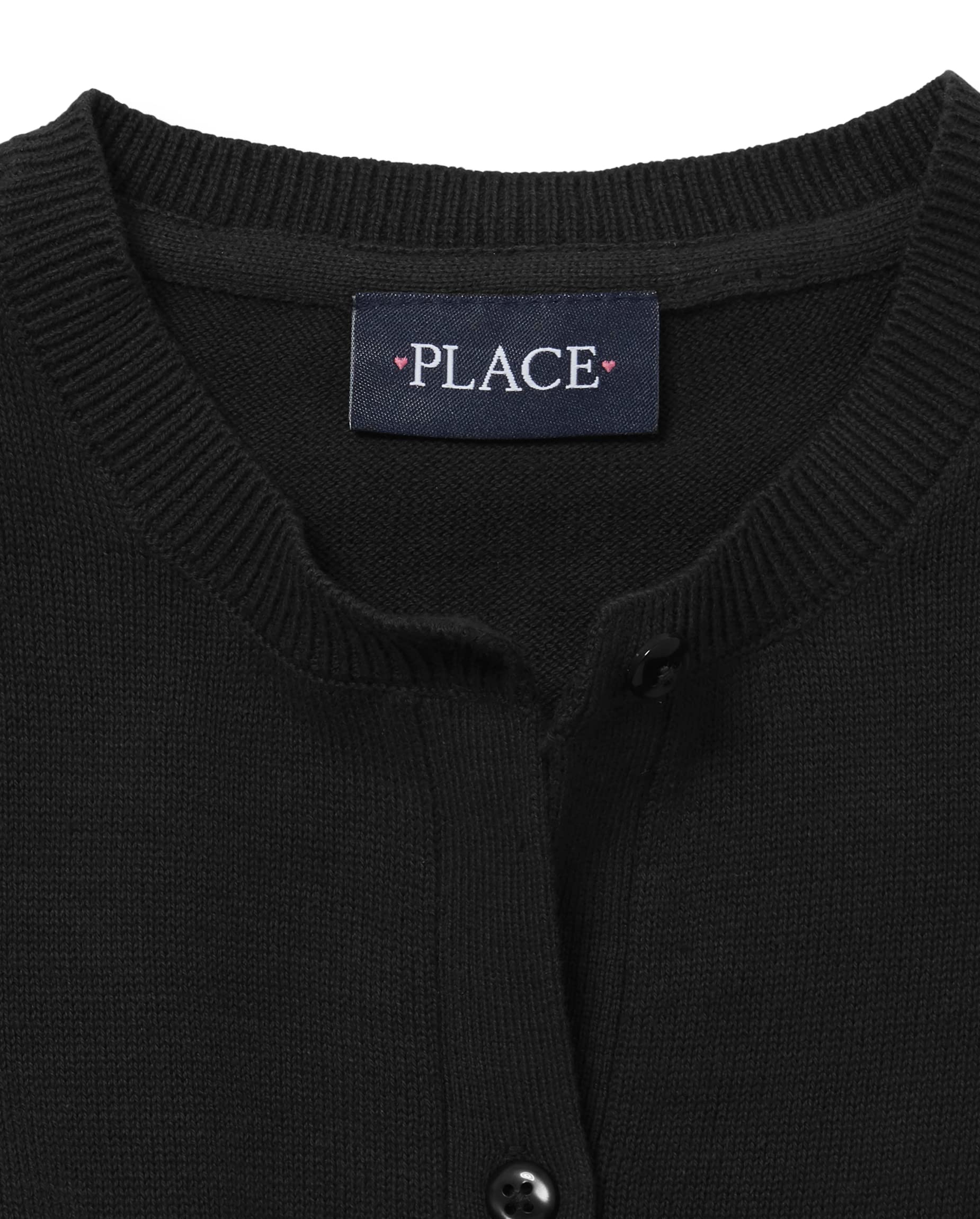 The Children's Place Big Girls' Uniform Cardigan Sweater, Black 44422, XXL(16)