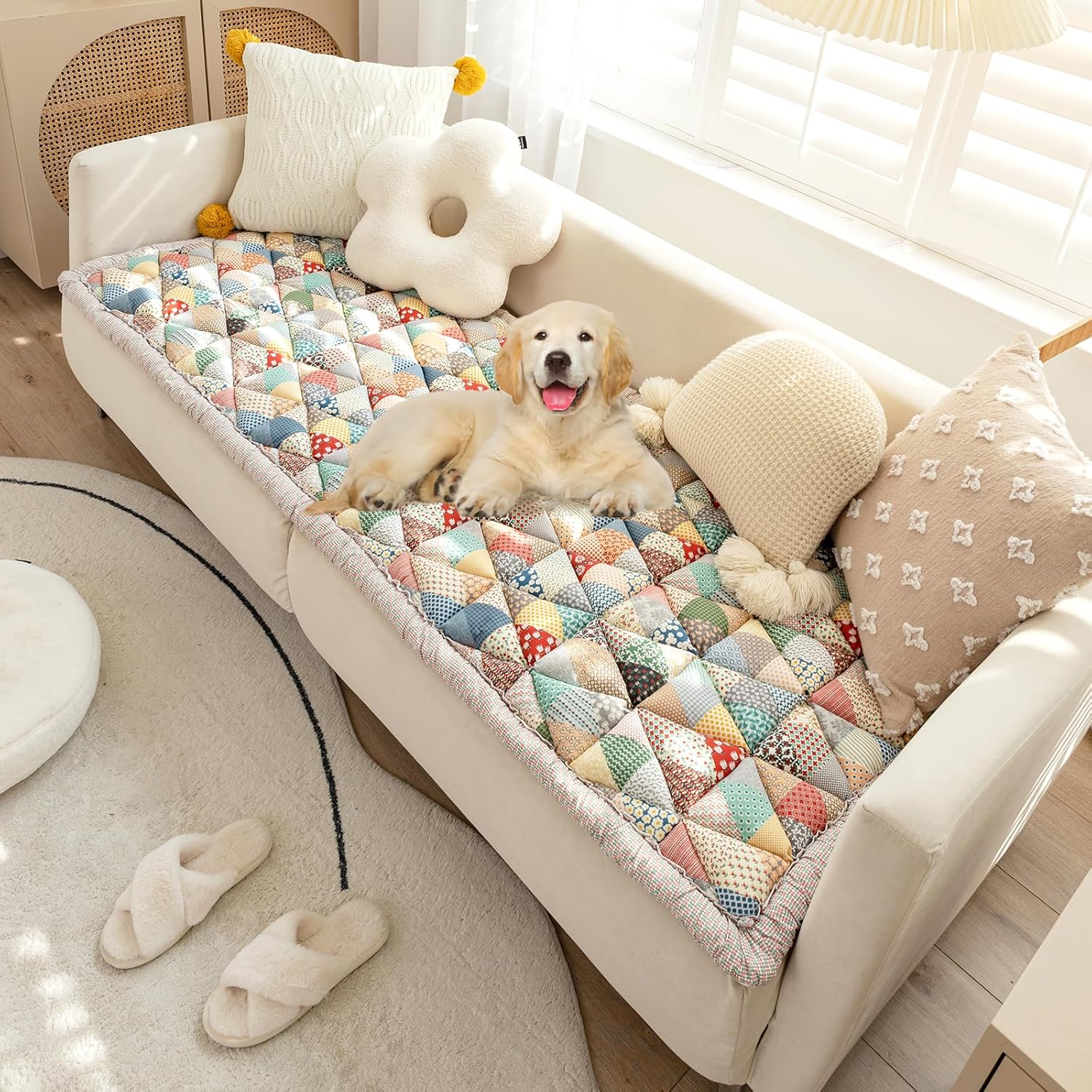 Couch Cover for Dogs Washable, Soft Dog Couch Cover, Non Slip Pet Couch Covers for Sofa, Couch Protector for Dogs Large Medium Small Size (Triangulus, 27.56 x 59 inch)