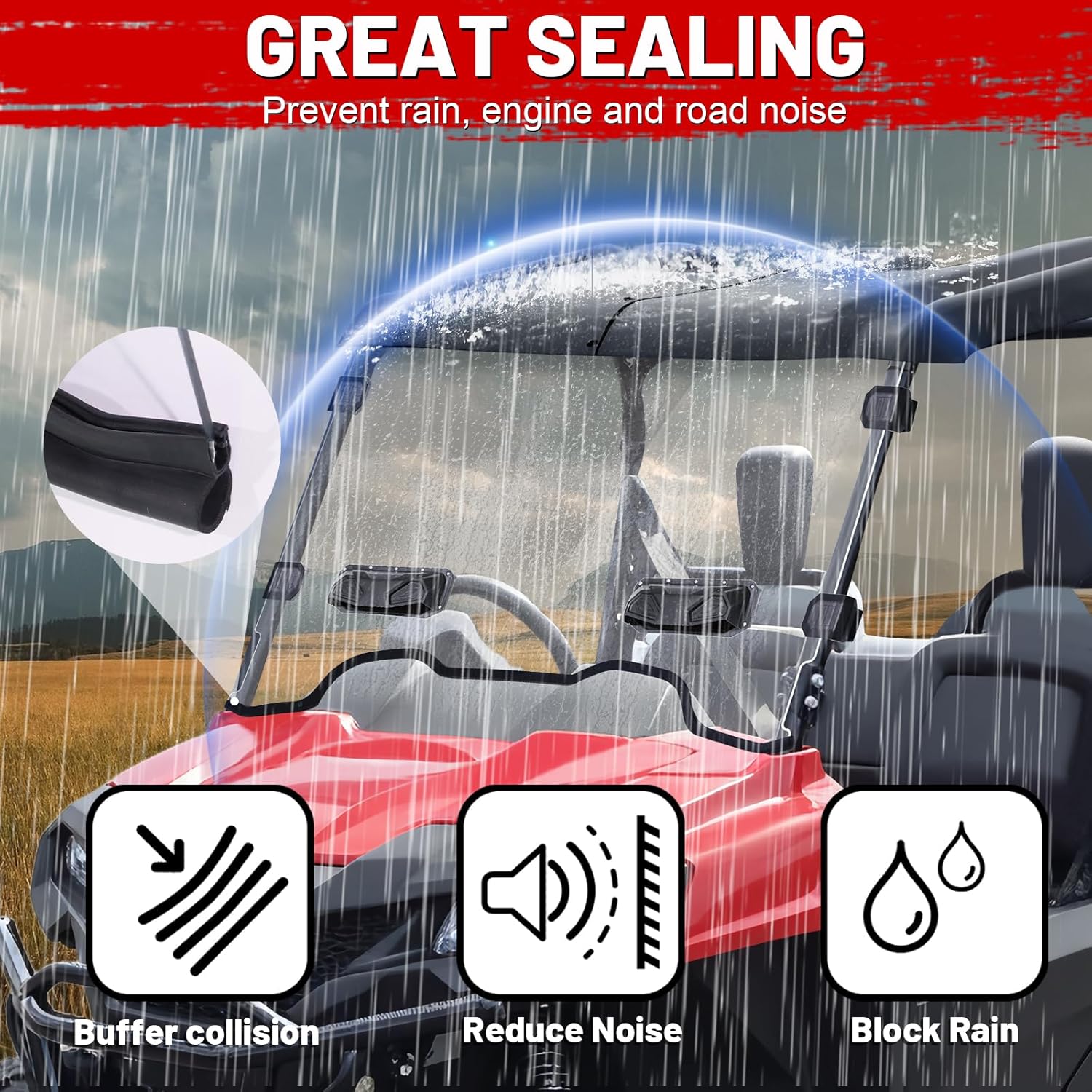 StarknightMT Pioneer 700 700-4 Vented Windshield 2014-2025, Scratch-Resistant Full Front Windshield UV-Resistant Windscreen Pioneer Accessories