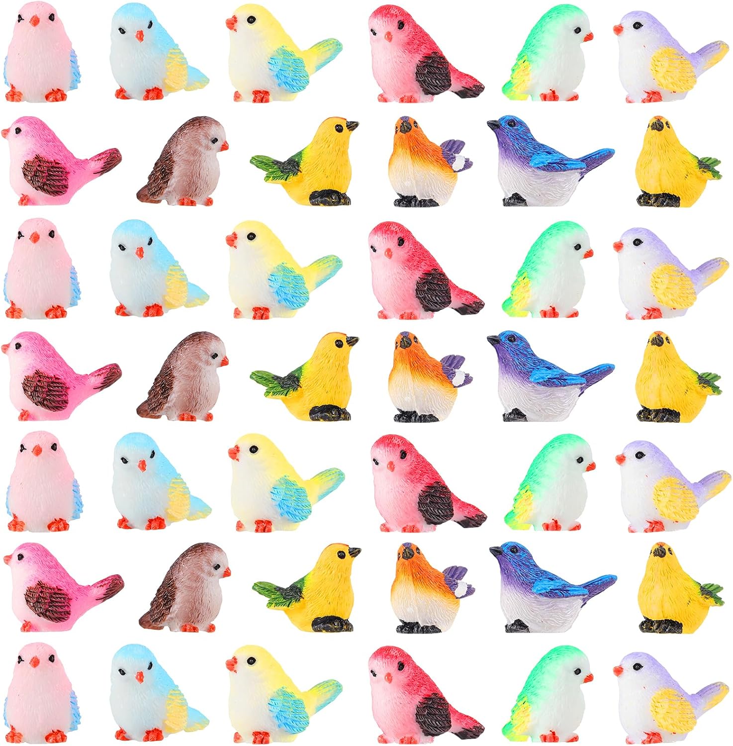 70 Pcs Mini Resin Birds Figurines - Miniature Birds, Tiny Resin Animals for Garden, Micro Landscape Ornaments, Cake Topper, Dollhouse Accessories