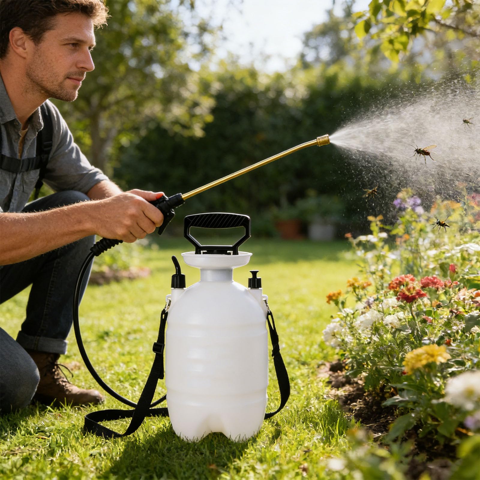 Grande capacità 4 litri Applicatore esterno per giardinaggio con costruzione robusta nebulizzazione fiore irrigazione bottiglia