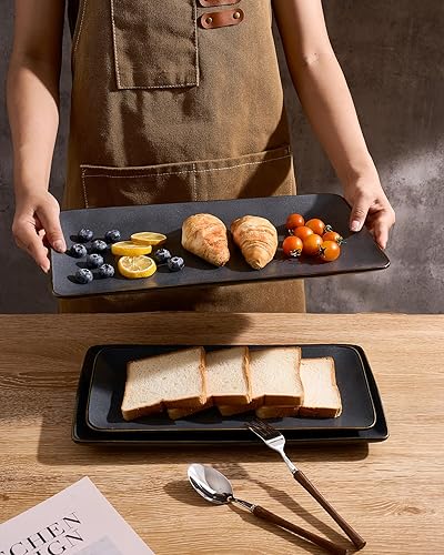 Miniatura 37 de Famiware Plato de servir, rectangular de 15.67/14.1/12.6 pulgadas para entretenimiento, apto para microondas y lavavajillas, bandejas de cerámica