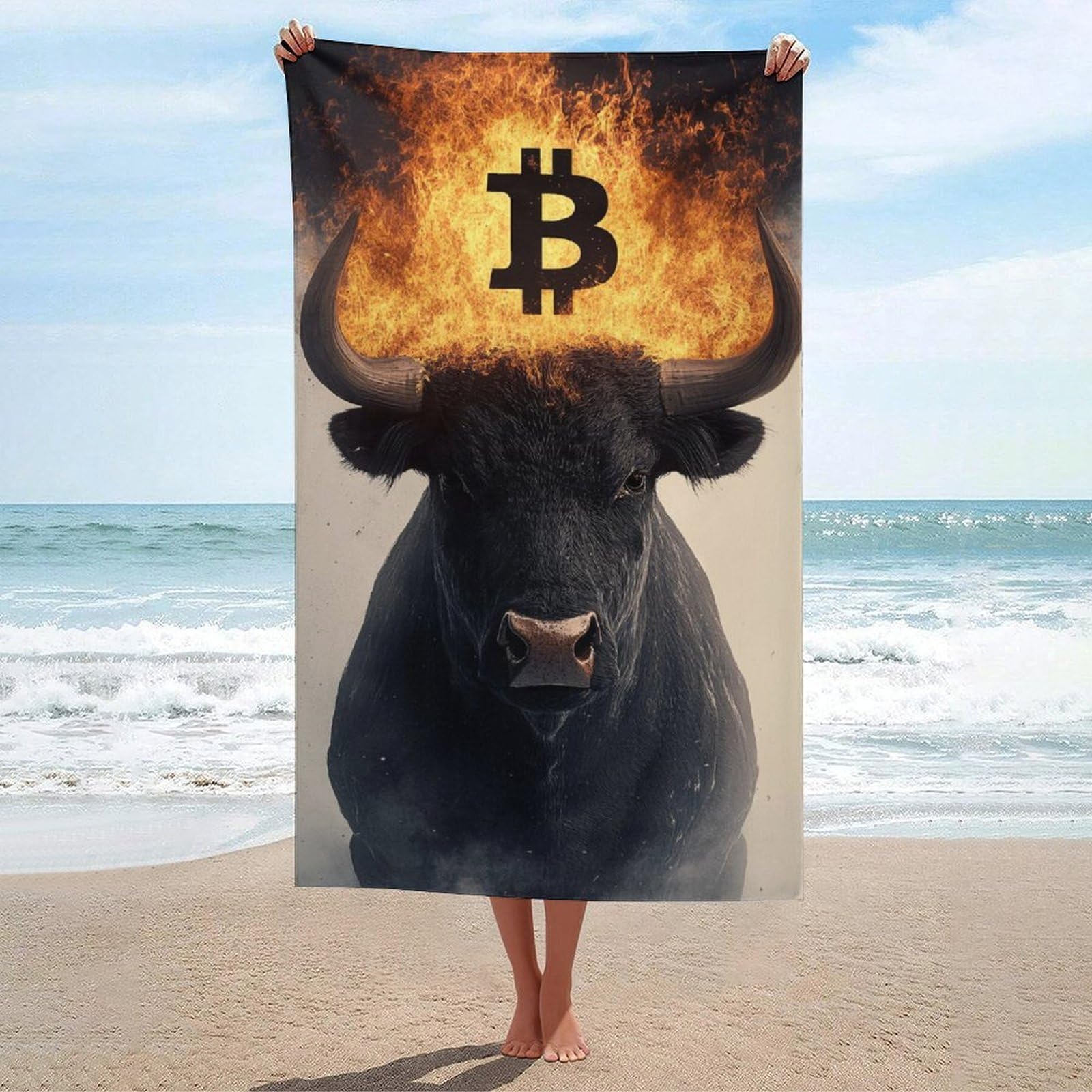 Bitcoin Bull Market火焰-1 Basics Towel Set Water Absorbent Bathroom Beach Towel for Spa Gym Hotel & Everyday Bathroom 130cm*80cm