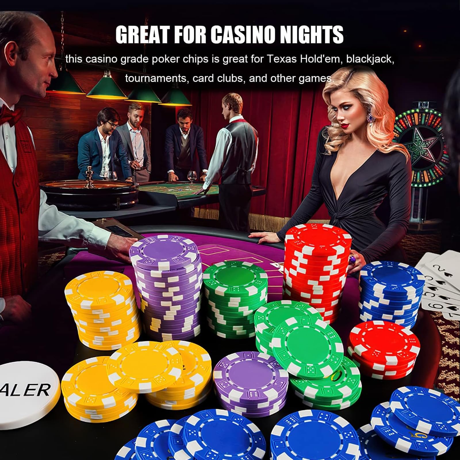 40 Pezzi Set da Poker,Chips Poker Set in Plastica Completo,Fiches Poker Nessun Valori Nominali,Poker Fiches Casinò Professionali per Feste Serate di Gioco,Texas Holdem,Bianco,Blue,Green,Red