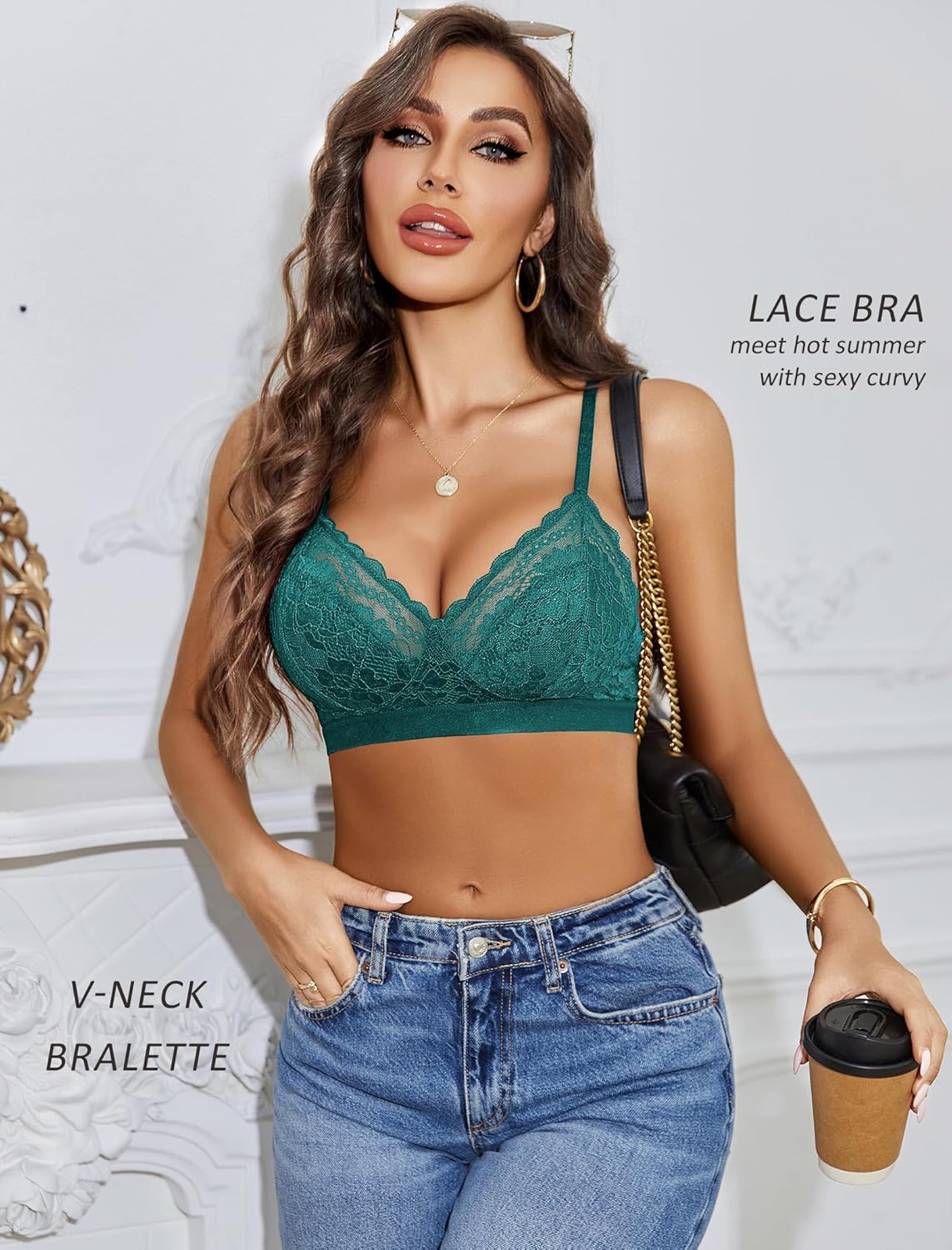 Avidlove Bralettes for Womens Lace Racerback Bras Wireless Unlined Bralette Comfy Bra Sexy Lingerie Tops - Image 5