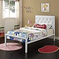 Vista 10 de Modway Mia - Base de cama de piel sintética copetuda, tamaño individual, color blanco y blanco