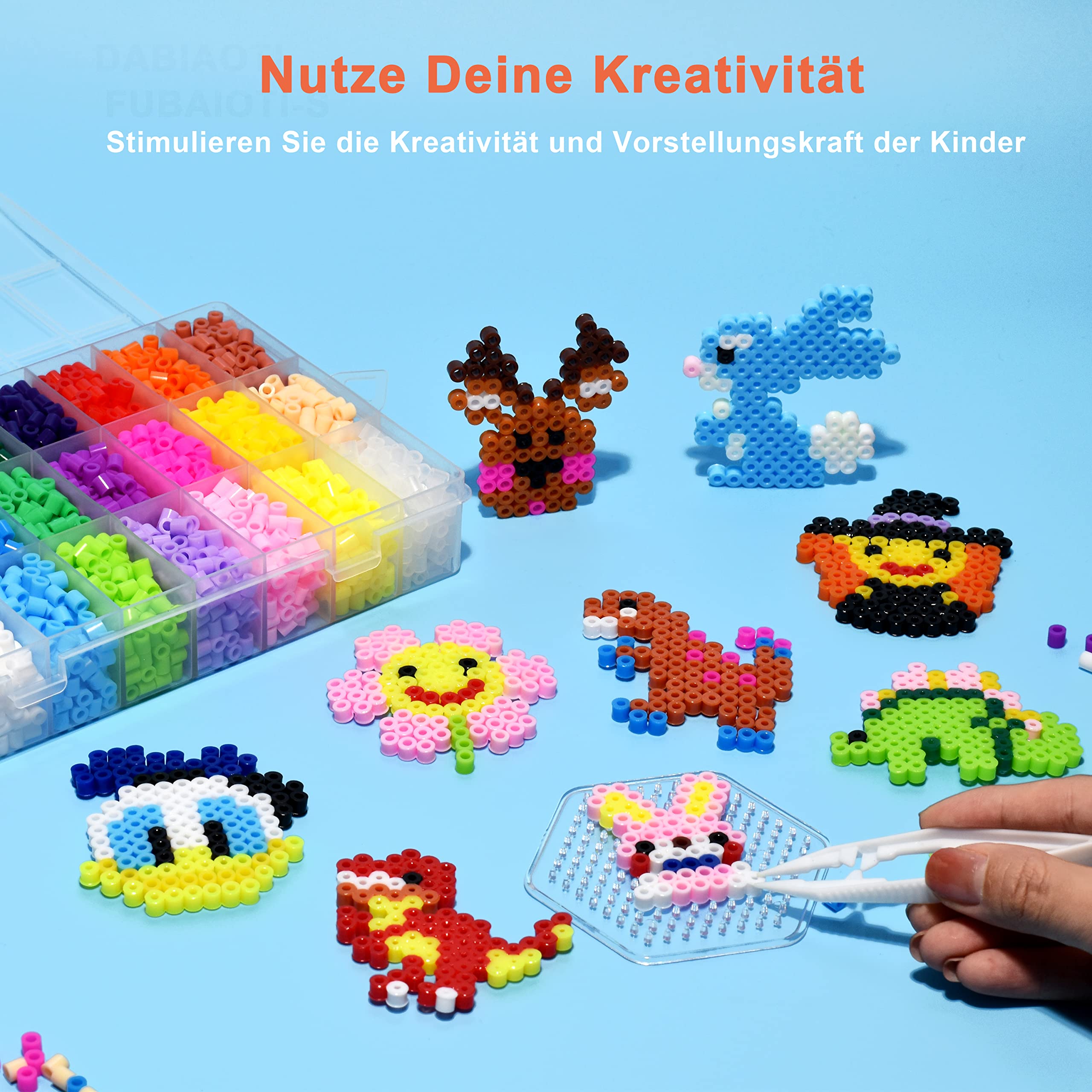 Set 6300 Perline Da Stirare 24 Colori 5mm - Kit Completo Con Piastre, Modelli E Accessori - Regalo Creativo Per Bambini - 3