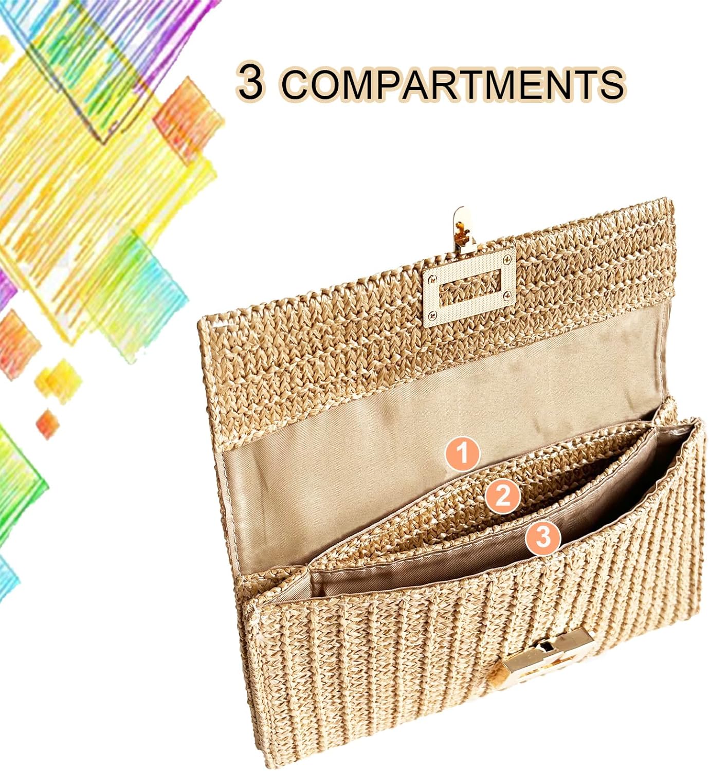 Summer Straw Cluth for women,Rattan Handbags for Women Wicker Purses for Vacation Beach - Image 5