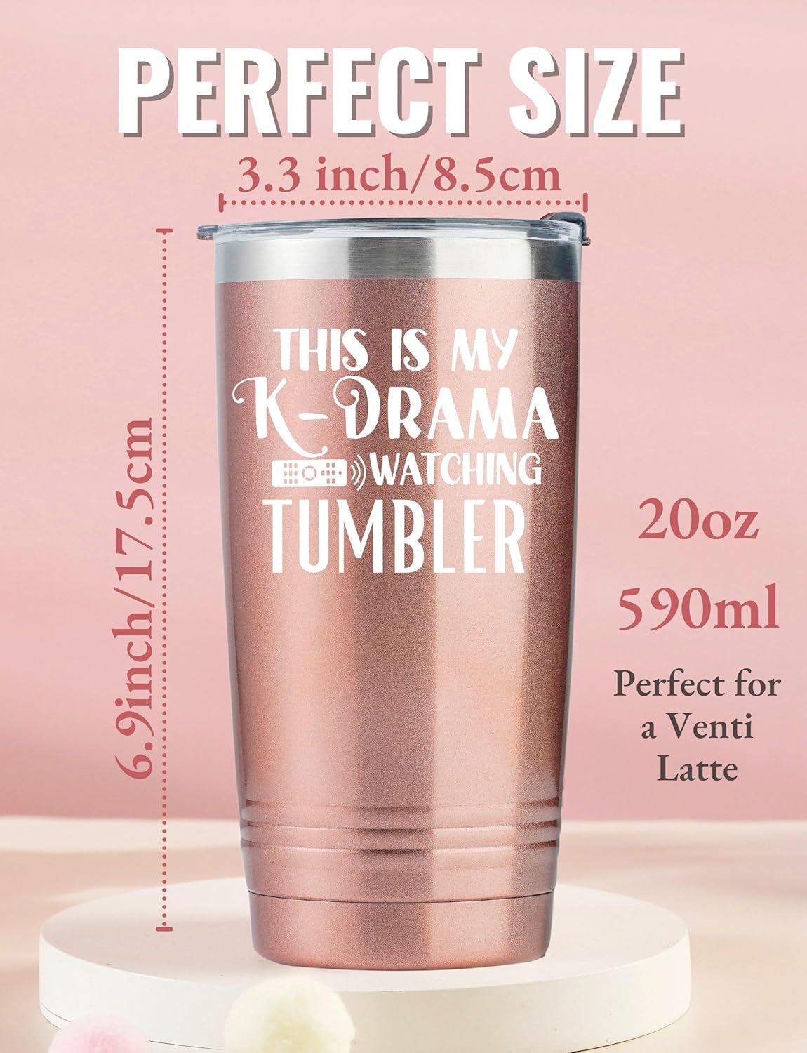 Onebttl Korean K Drama Gifts for Women, 20oz Stainless Steel Tumbler with Lid &Straw for Friends Coworkers for Christmas, Birthday - My K-Drama Watching Tumbler - Image 4