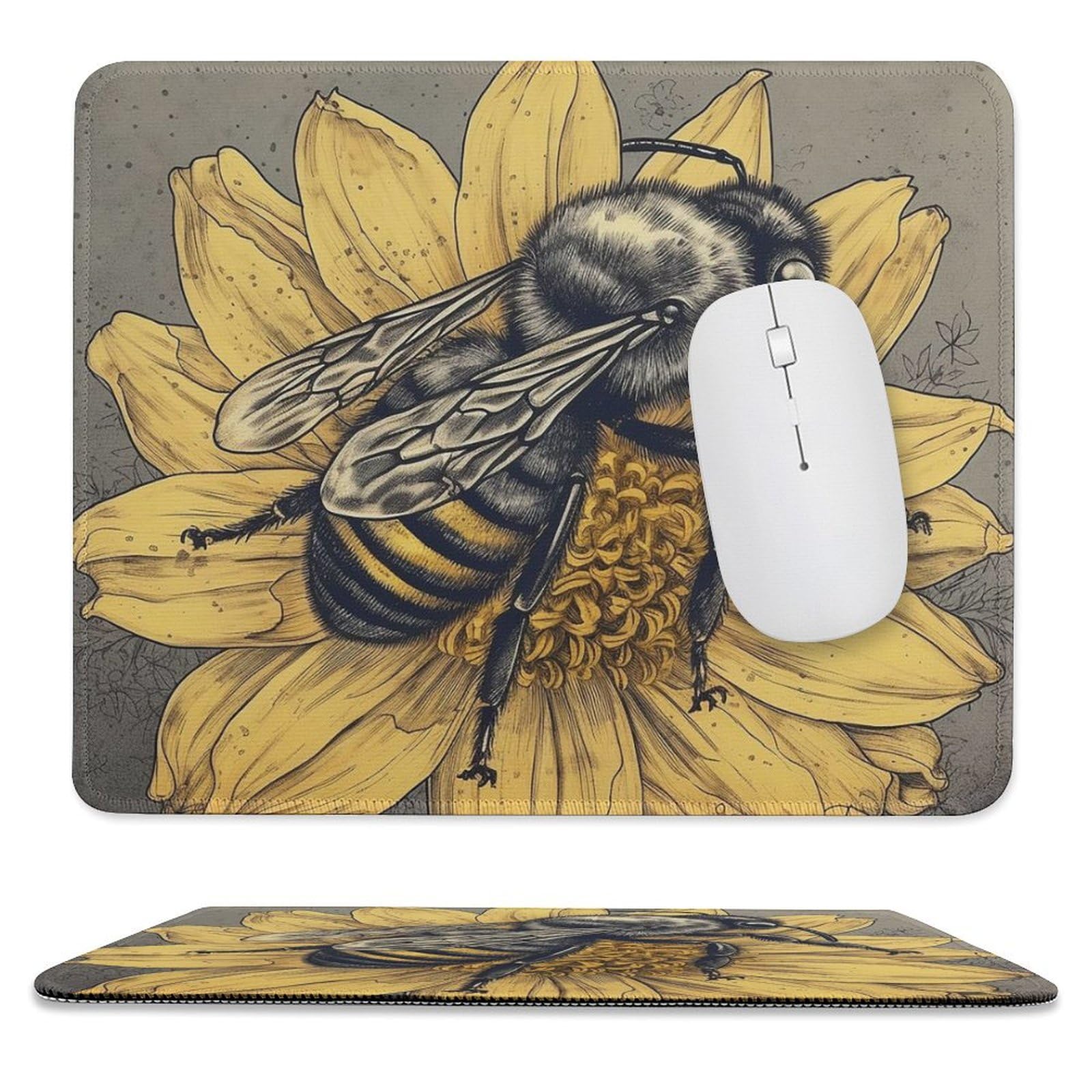 Mouses Pad 9.8"x11.8" Mouses Mat with Non-Slip Rubber Yellow Flower Computer Keyboard Mat for Wireless Mouses Gaming Desk Pad for Home 10 X 12in