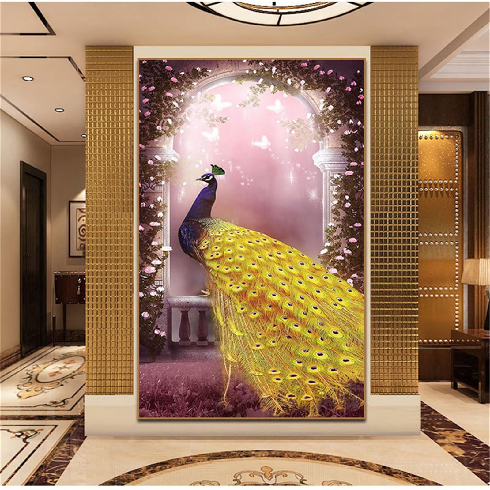 Diamond Painting Carré Paon Jaune : Kit Complet Anti-Stress