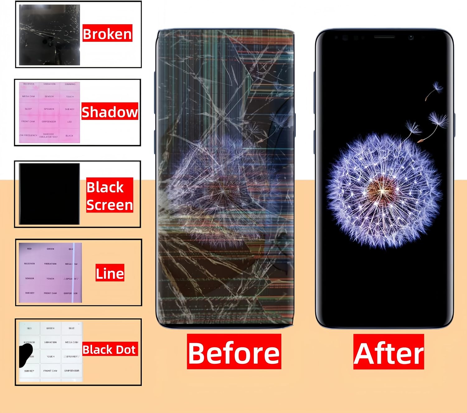 TFT Galaxy S9 Plus Screen Replacement for Samsung Galaxy S9+ LCD Screen Touch Digitizer Display Pantalla with Frame Tool kit SM-G965U G965F Black