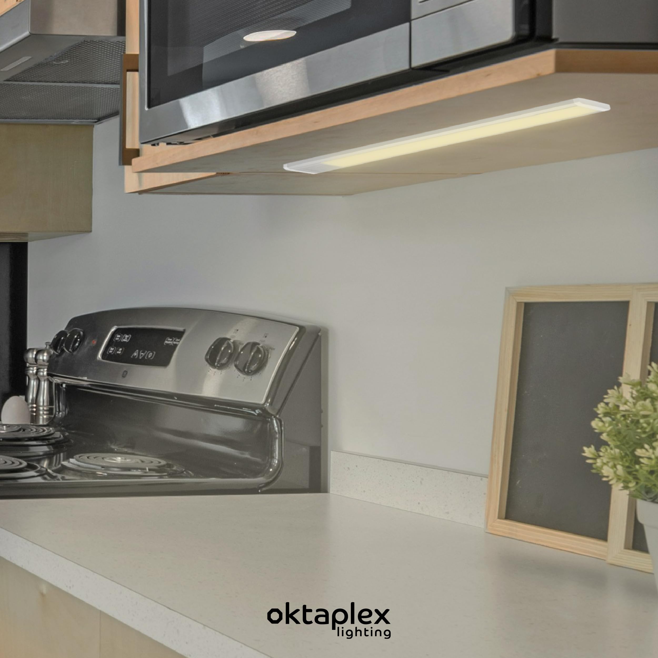 Oktaplex Riva luce sottopensile cucina LED piatto bianco caldo 57,5cm 730lm con interruttore 10,4W 230V luce sottopensile argento