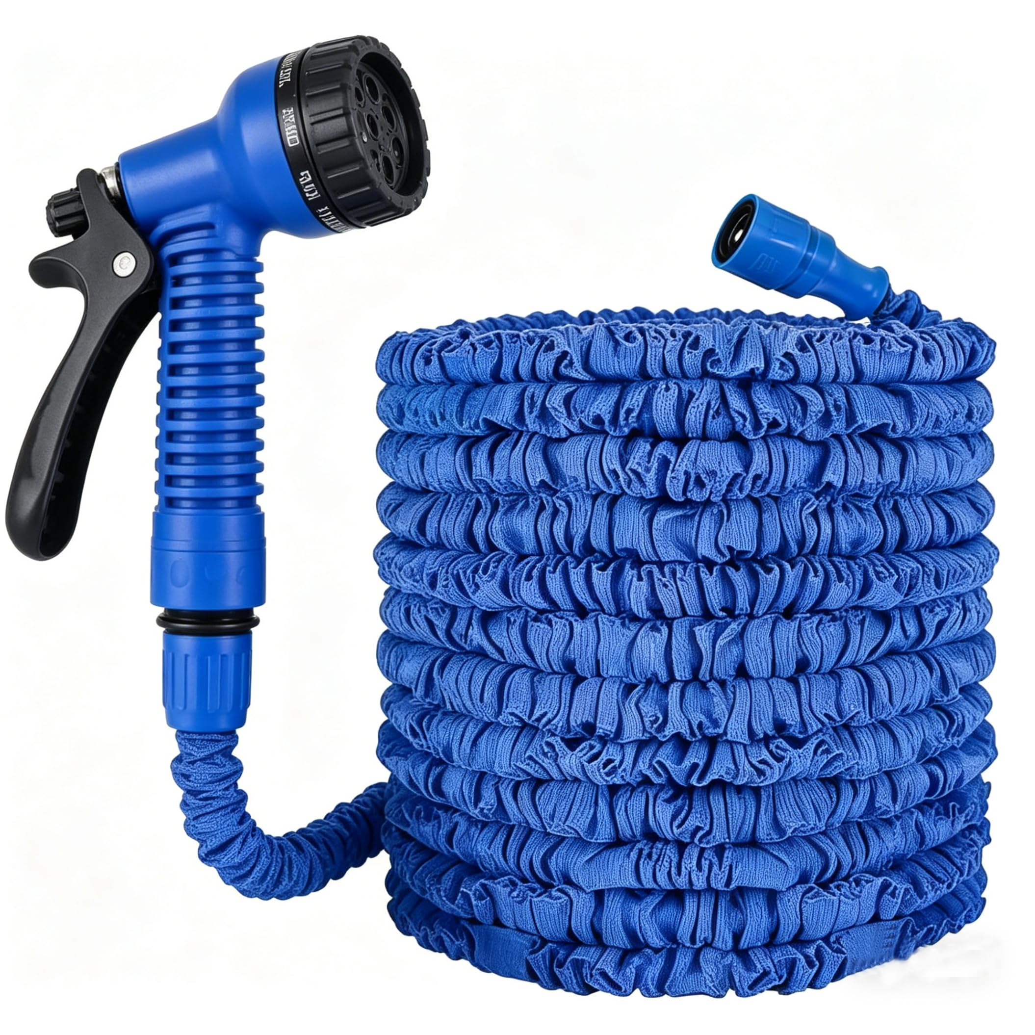 100FT Expandable Garden Hose Pipe, Flexible Retractable Heavy Duty Water Hose with 7-Mode Spray Gun, Leak-Proof Magic Stretch Hose for Garden Watering(Blue)