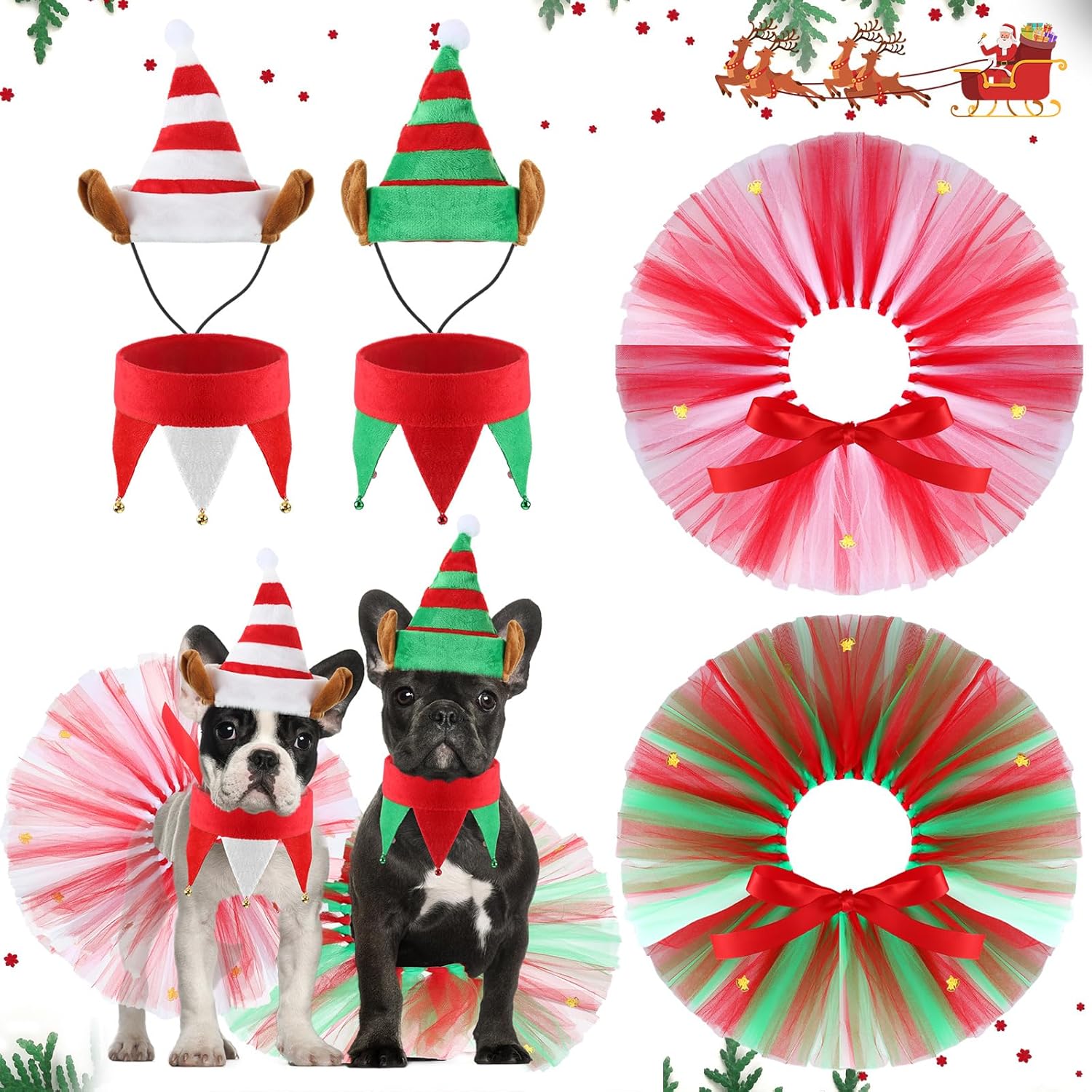 Suhine 6 Pcs Dog Christmas Outfit Dog Christmas Costume