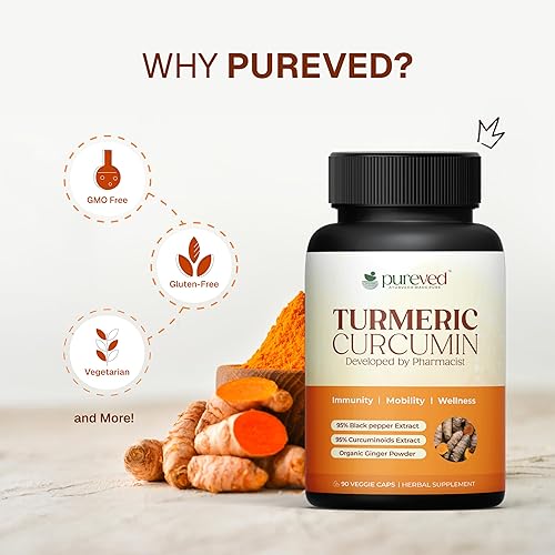 Miniatura 6 de Curcumina de cúrcuma 90 cápsulas vegetales con pimienta negra y jengibre para una mejor absorción 100% pura y natural Fabricado en la India