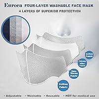 Vista 3 de Mascarillas de tela de 4 capas, lavables, reutilizables, transpirables, ajustables, con bolsillo para filtro para adultos, 2 filtros incluidos