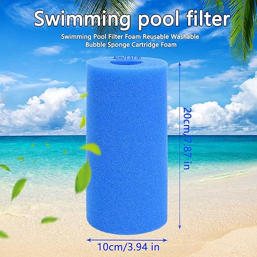 Miniatura 6 de Bangogo Paquete de 6 cartuchos de esponja de filtro de piscina para bomba de piscina tipo A, filtro de espuma, limpiador de piscina, reutilizable,