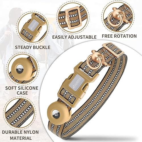 Miniatura 2 de Auroth Collar de perro Airtag, soporte ajustable para AirTag para perros medianos y grandes, soporte para collar de perro Airtag con anillo en D