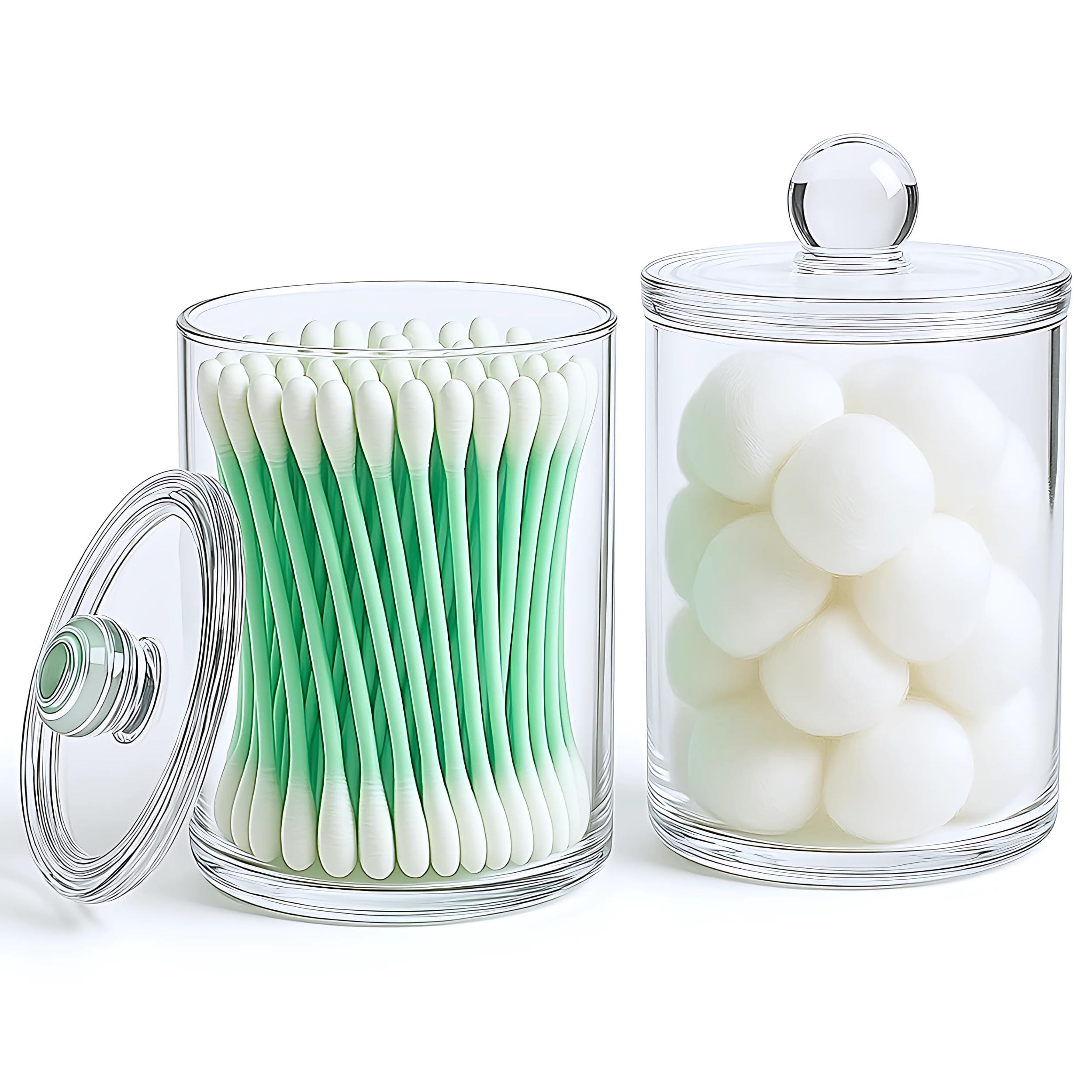 Acrylic Qtip Holder Bathroom Set Bathroom Containers with Lids Clear Plastic Apothecary Jars Q Tip Holder Bathroom Set