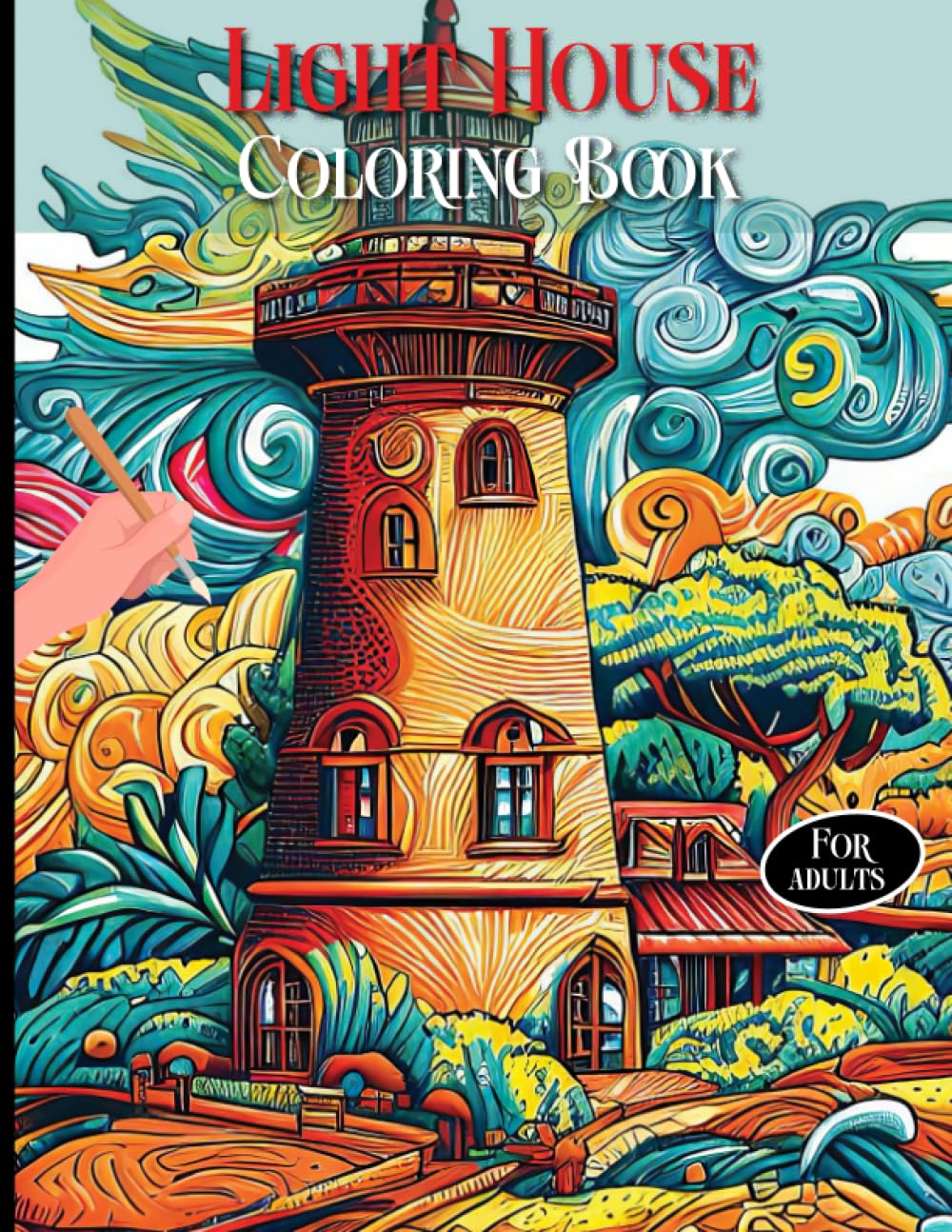 DH Han Lighthouse Coloring Book: 50 Grayscale Pages of Enchanting Lighthouses for Relaxation & Stress Relief | 8.5x11 Adult Coloring