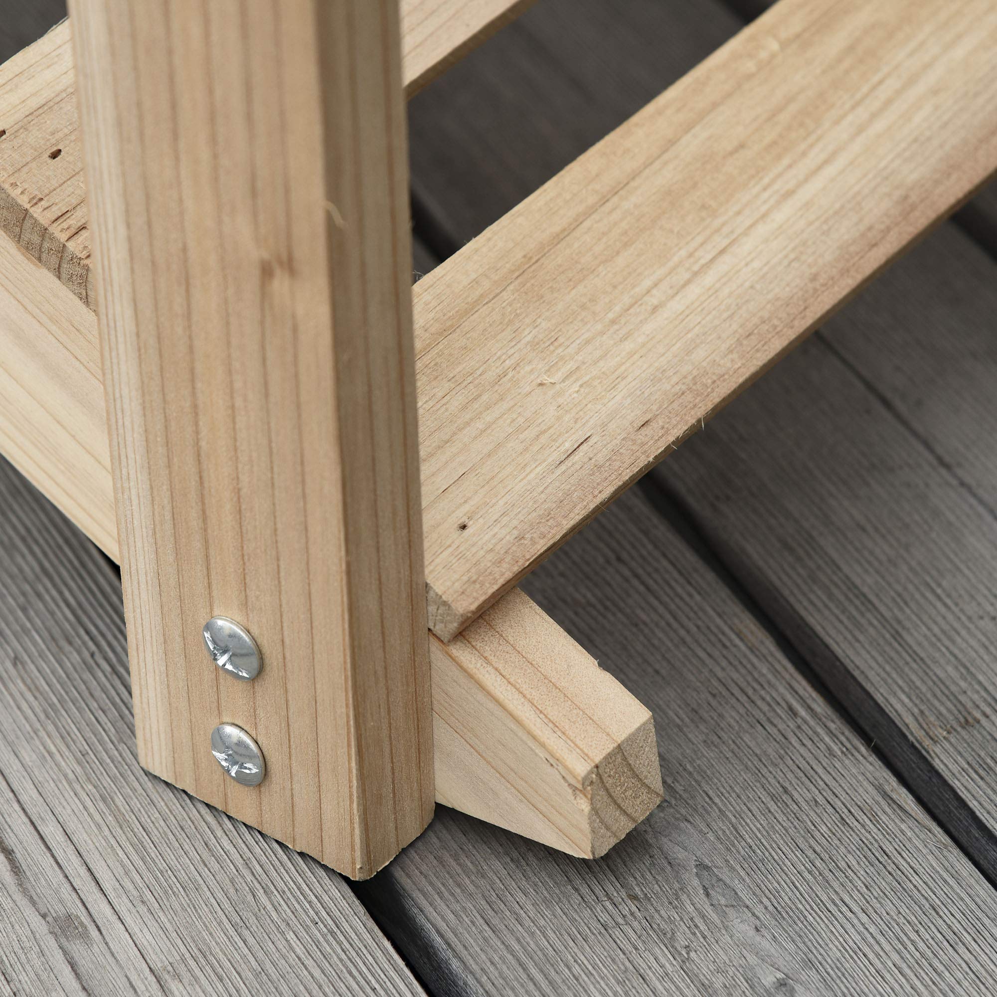 Outsunny Puente de Jardín de Madera con Pasamanos de Cadenas Metálicas Puente Decorativo para Estanque Carga 5 kg para Decoración Patio 100x32x48 cm Madera Natural