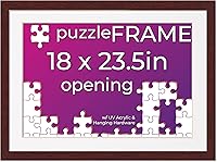 Vista 22 de Poster Palooza Kit de marco de rompecabezas de 20 x 27 pulgadas, incluye hojas de pegamento para rompecabezas, marco de madera marrón