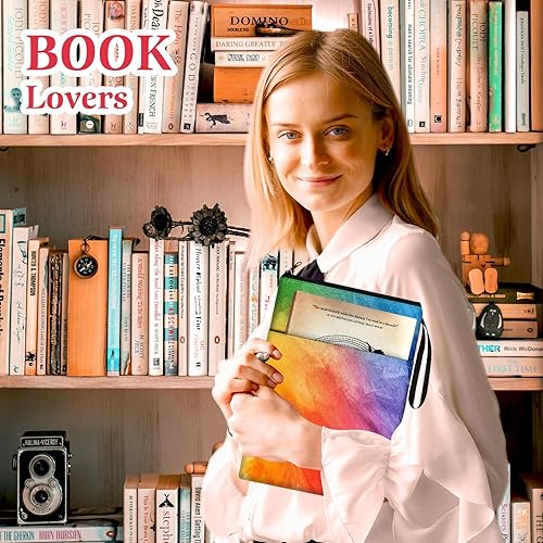 Miniatura 7 de Slohif Funda protectora para libro con cremallera, bonita funda de libro Beau, pequeña y grande, para acuarela, coloridas bolsas para libros de tapa