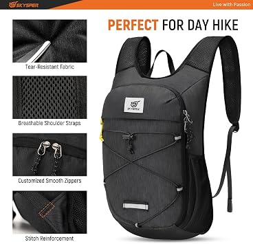 SKYSPER Foldable Hiking Backpack 10L/15L Small Lightweight Travel Daypack