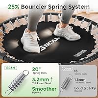 Vista 2 de BCAN 40"/48" Foldable Mini Trampoline, Rebounder Trampoline for Adults, U/T Adjustable Foam Handle, Exercise Rebounder for Adults Indoor/Garden